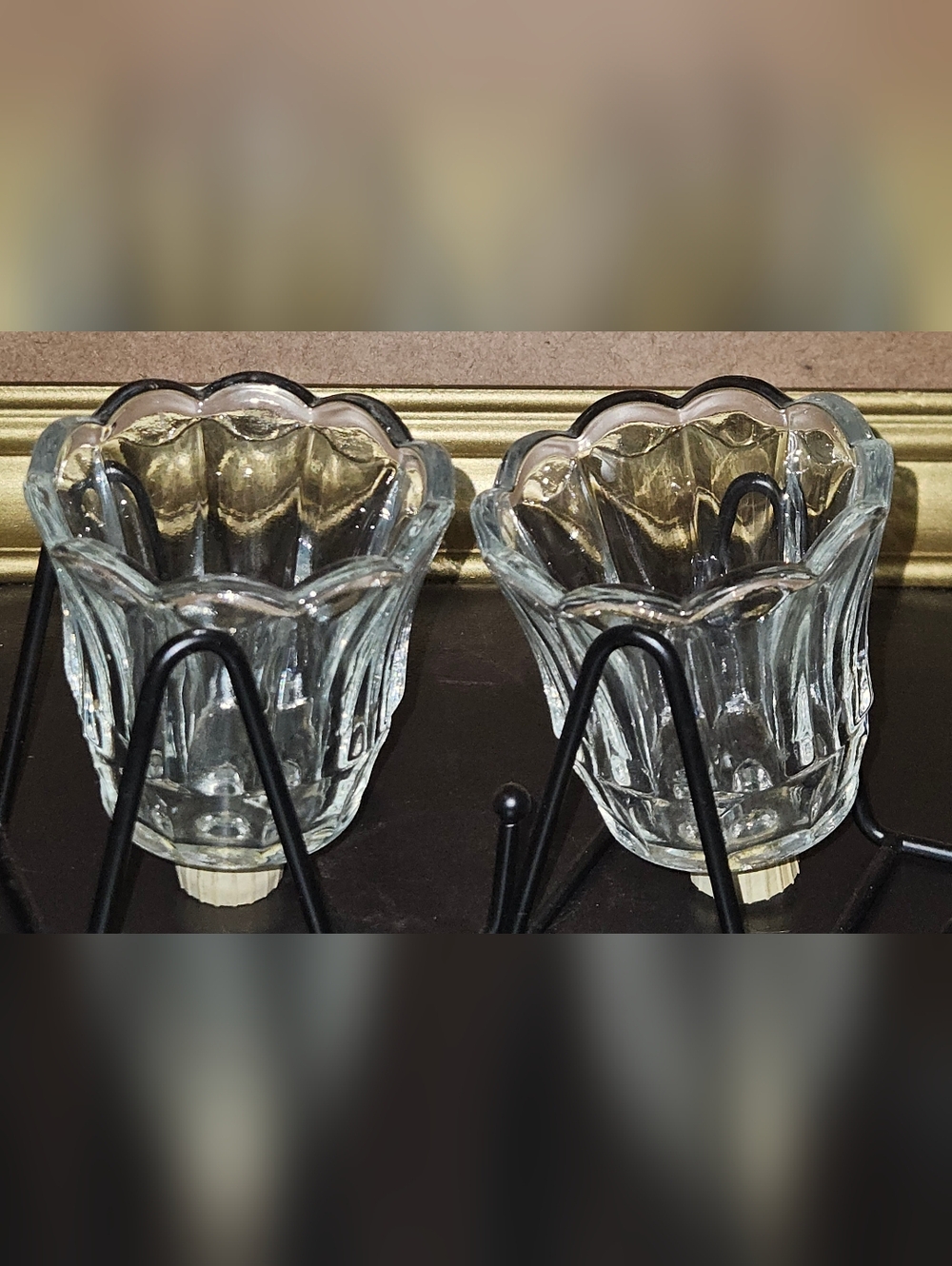 Set of 2 Home Interior Homco Clear Starlight Glass Votive Candle Holder